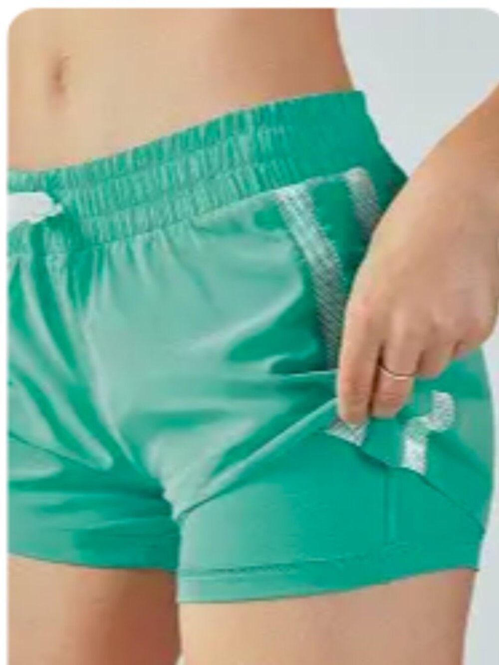 Fabletics PAMELA 2 in 1 Turquoise Blue Running Athletic Gym Shorts XL
